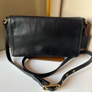 COACH Vintage Black Leather Legacy West Demi flap Crossbody Bag